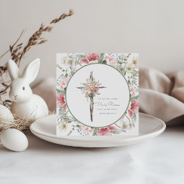 Convite Ele é Risen Floral Cross Páscoa Card