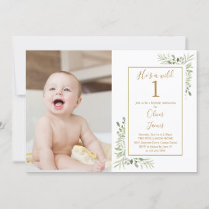 Convite Ele é um menino selvagem Aniversário de 1 ano Foto
