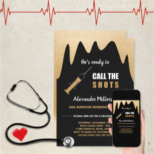 Convite Ele está pronto para chamar a enfermeira de Shots