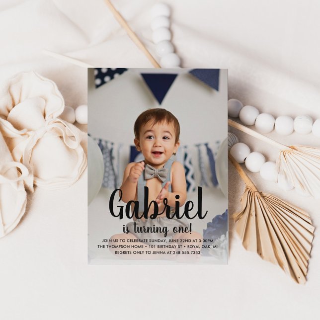 Convite Ele está transformando a primeira foto de aniversá (Criador carregado)