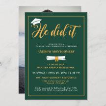 Ele Formando O Boné Tassel Green Graduation Foto I