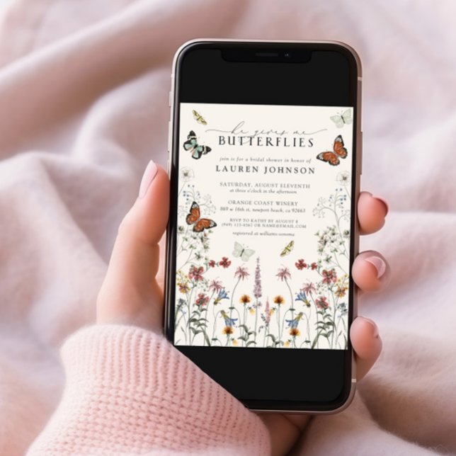 Convite Ele Me Dá Borboletas Boho Chá de panela (Criador carregado)