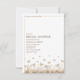 Convite Ele me dá borboletas Chá de panela minimalista