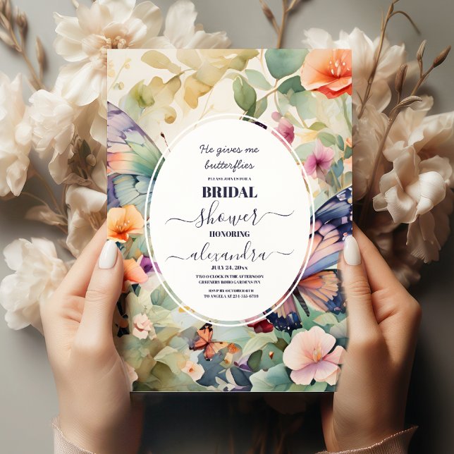 Convite Ele Me Dá Borboletas Púrpura Chá de panela (Criador carregado)