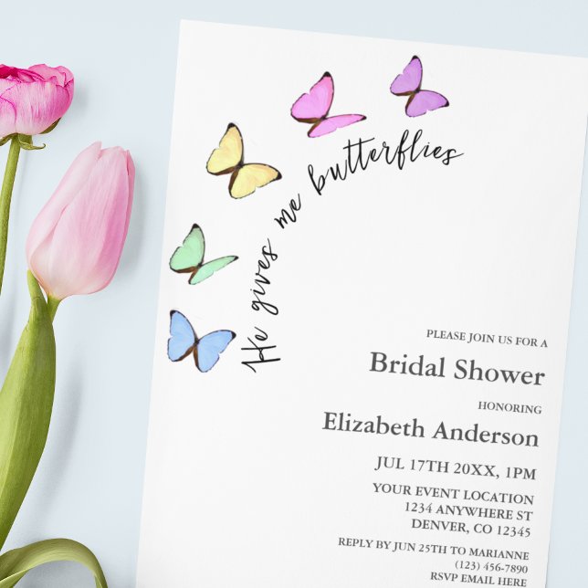 Convite Ele Me Dá Chá de panela De Borboletas (Criador carregado)