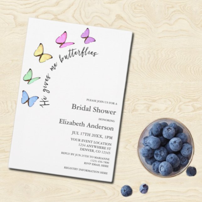 Convite Ele Me Dá Chá de panela De Borboletas (Criador carregado)