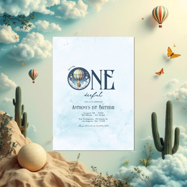 Convite Ele não é um primeiro aniversario maravilhoso? (Isn’t He ONEderful 1st Birthday Party Invitation)