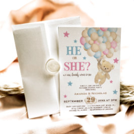 Convite Ele ou Ela Aquarela Boho Gênero Revela Azul Rosa