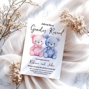 Convite Ele ou Ela, Blue e Pink Bear, Revelação de Gênero