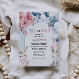 Convite Ele ou Ela Coelhinho Revelam Chá de fraldas