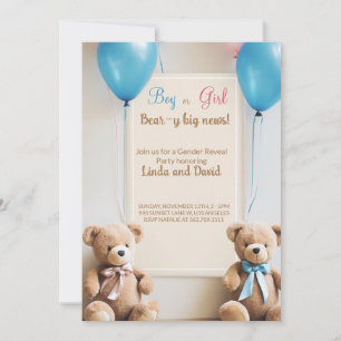 Convite Ele ou Ela: Festa de Revelação do Gênero do Urso d