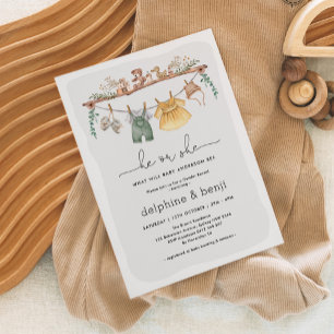 Convite Ele ou Ela Moderna Boho Gênero Revelam Chá