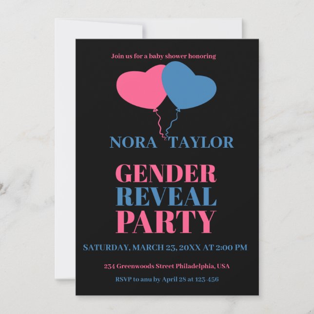 Convite "Ele ou ela? O Que Será O Bebê?" (Frente)