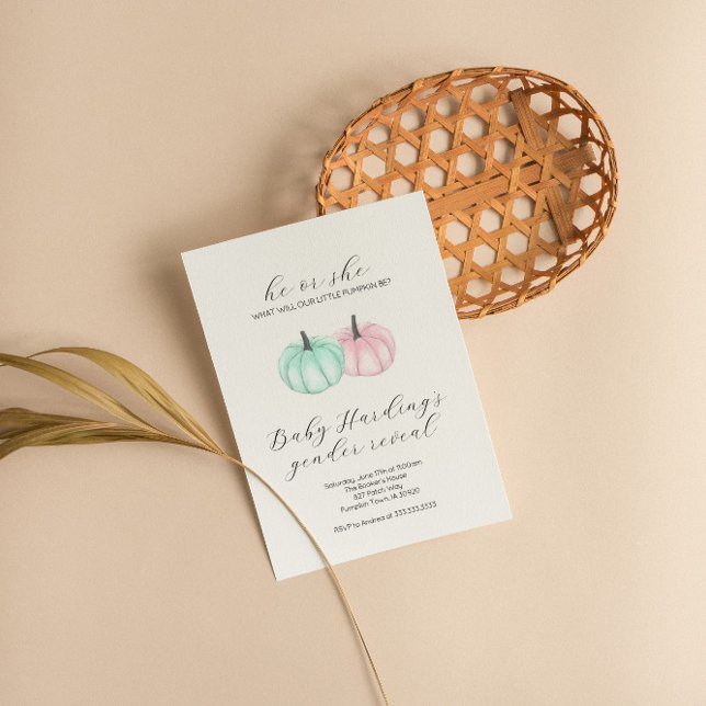 Convite Ele ou Ela Pequena Abóbora Sexo De Abóbora (Criador carregado)