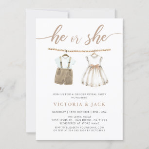 Convite Ele ou ela revela sexo neutro de roupas de bebês