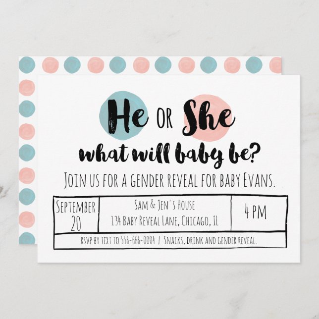 Convite Ele ou Ela Revelam o Gênero (Frente/Verso)