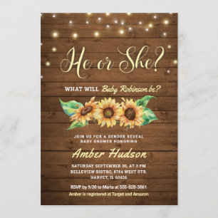 Convite Ele ou Ela Revelar Chá de fraldas do Partido Sprin