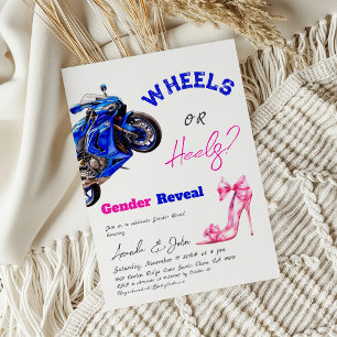 Convite Ele ou Ela Rodas Cor-de-Rosa Azuis ou Salta a Reve