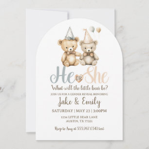 Convite Ele ou Ela Sexo Revelam Urso Azul