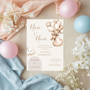 Convite Ele ou Ela Teddy Bear com Balões Sexo Revelação I