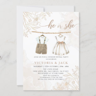 Convite Ele ou Ela Vestidos De Bebê De Flor Selvagem Revel