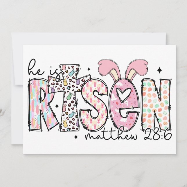 Convite Ele ressuscitou a páscoa cristã feliz Jesus Deus a (Frente)