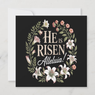 Convite Ele Ressuscitou Aleluia Floral Páscoa Cristã