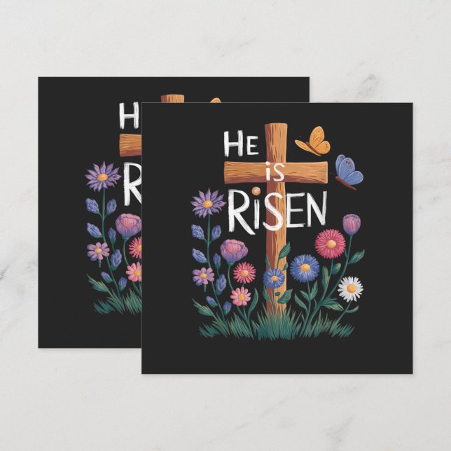 Convite Ele Ressuscitou Jesus Floral Cristão Páscoa (Frente/Verso)