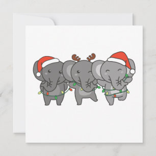 Convite Elefante Animais de Natal Bonitos Convidados