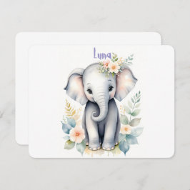 Convite Elefante Bebê Florido