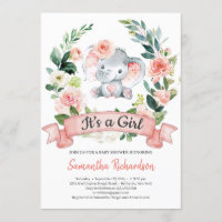 Elefante Blush Floral Rosa Rustic É uma menina