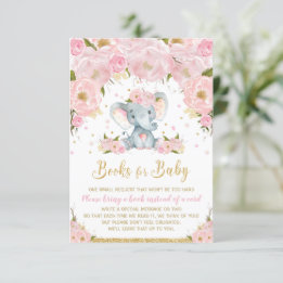 Convite Elefante Blush Pink Floral Livros para Bebê
