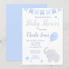 Convite Elefante Bonito com Chá de fraldas de Balões