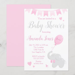 Convite Elefante Bonito com Chá de fraldas de Balões