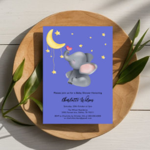 Convite Elefante Bonito Com Pequeno Chá de fraldas De Borb