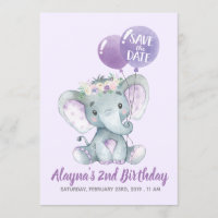 Elefante bonito da lavanda com balões roxos
