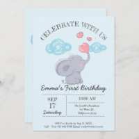 Elefante Bonito Soprando Bolhas De Coração.Anivers