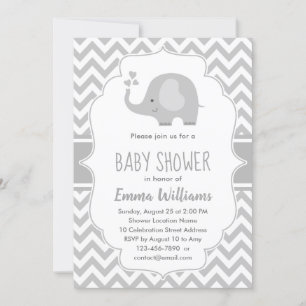 Convite Elefante Branco de Cinza Bonita Chá de fraldas n