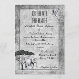 Convite Elefante branco preto: Matte 5" x 7" - Casamento