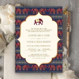 Convite Elefante Burgundy marinho - Todos num casamento In