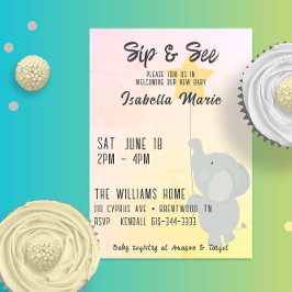 Convite Elefante Caprichoso Sip & See