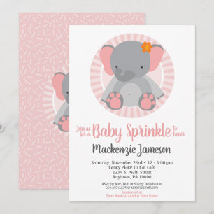 Convite Elefante-Cinto-Rosa Meninas Bebê Invasão