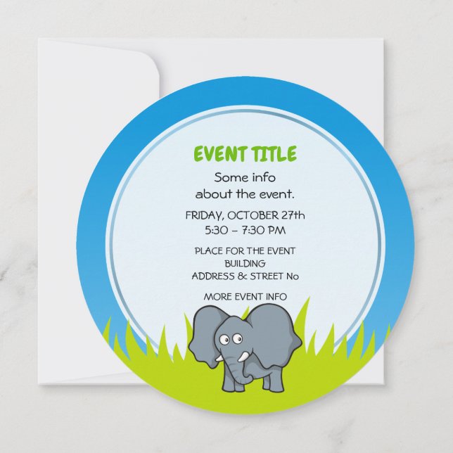 Convite Elefante cinza (Verso)