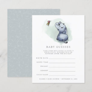 Convite Elefante com chá de fraldas de borboleta adivinha