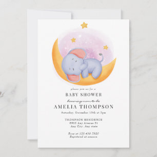Convite Elefante Cute Chá de fraldas de animais