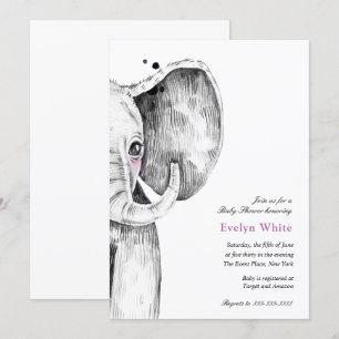 Convite Elefante de Aquarela CHÁ DE FRALDAS