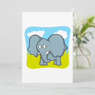 Convite Elefante de desenho animado fofo animal divertido 
