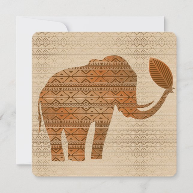 Convite Elefante - Design de Arte Tribal (Frente)