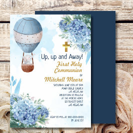 Convite Elefante do balão de ar quente do primeiro filho d