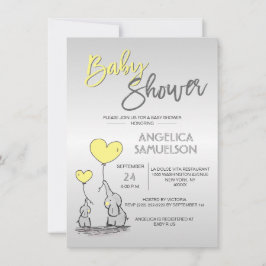 Convite Elefante e Chá de fraldas de Mamãe Moderno AMARELO